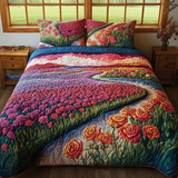 Set di Biancheria da Letto Trapuntata 3 Pezzi Sentiero di Wilflower della Rosa