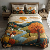 Set di Biancheria da Letto Trapuntata 3 Pezzi Tramonto di Winding del Fiume
