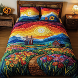 Set di Biancheria da Letto Trapuntata 3 Pezzi Giardino del Mulino a Vento