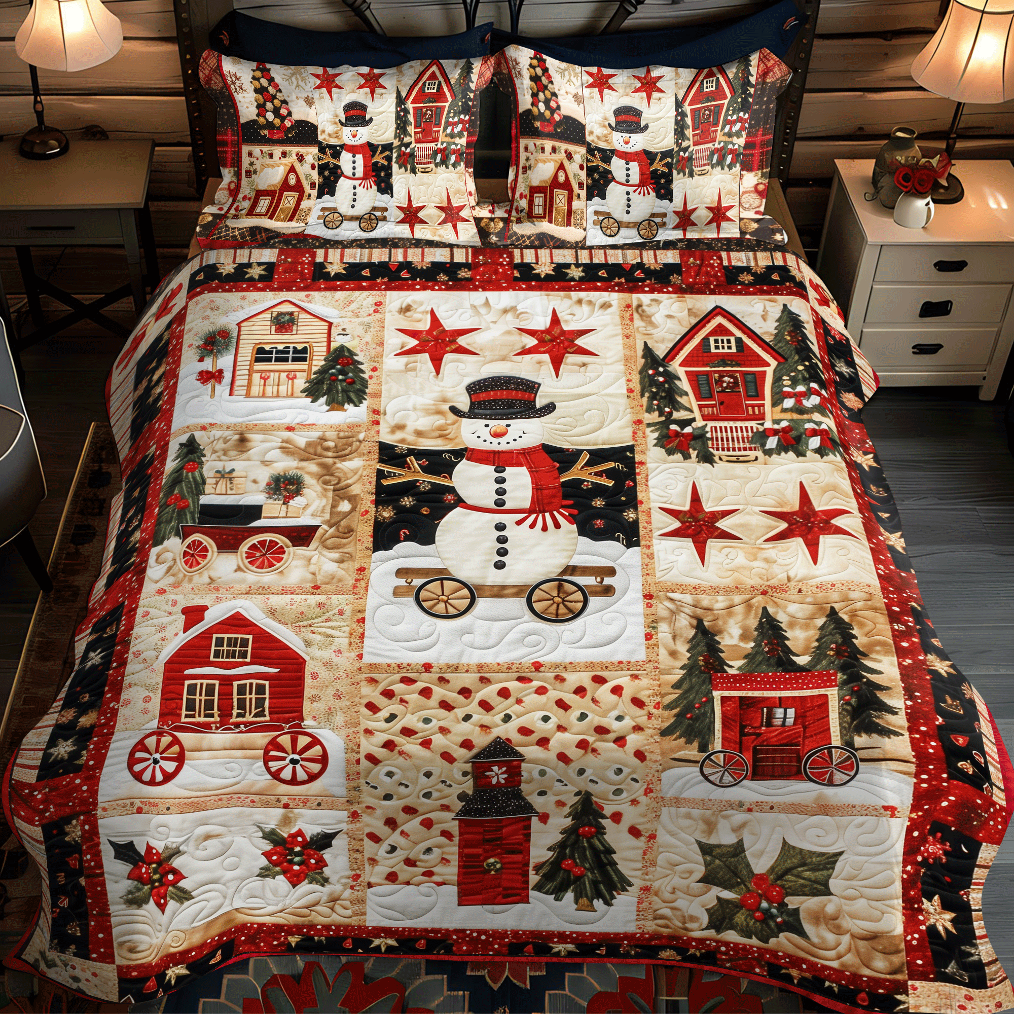 Set di Biancheria da Letto Trapuntata 3 Pezzi Paese delle Meraviglie dell'Inverno