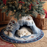 Tana dell'Orso d'Inverno Copri Base per Albero di Natale Trapuntato