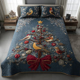 Set di Biancheria da Letto Trapuntata 3 Pezzi Natale dell'Inverno dell'Uccello