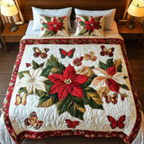 Set di Biancheria da Letto Trapuntata 3 Pezzi Fiori dell'Inverno