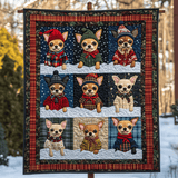 Natale Invernale Chihuahua Quilt Artistico da Parete