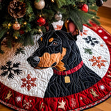 Doberman Sentinella d'Inverno Copri Base per Albero di Natale Trapuntato
