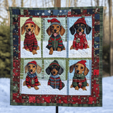 Tepore Invernale del Bassotto Quilt Artistico da Parete