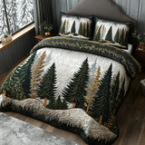 Set di Biancheria da Letto Trapuntata 3 Pezzi Sentiero dell'Inverno della Foresta