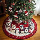 Husky d'Inverno Copri Base per Albero di Natale Trapuntato