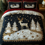 Set di Biancheria da Letto Trapuntata 3 Pezzi Cervo dell'Inverno