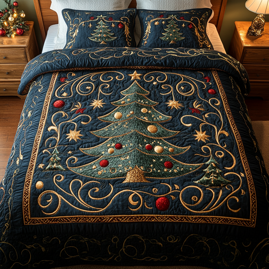 Set di Biancheria da Letto Trapuntata 3 Pezzi Natale