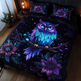 Set di Biancheria da Letto Trapuntata 3 Pezzi Gufo Saggio