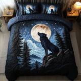 Set di Biancheria da Letto Trapuntata 3 Pezzi Foresta del Lupo