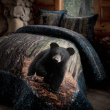 Set di Biancheria da Letto Trapuntata 3 Pezzi Orso Nero del Bosco