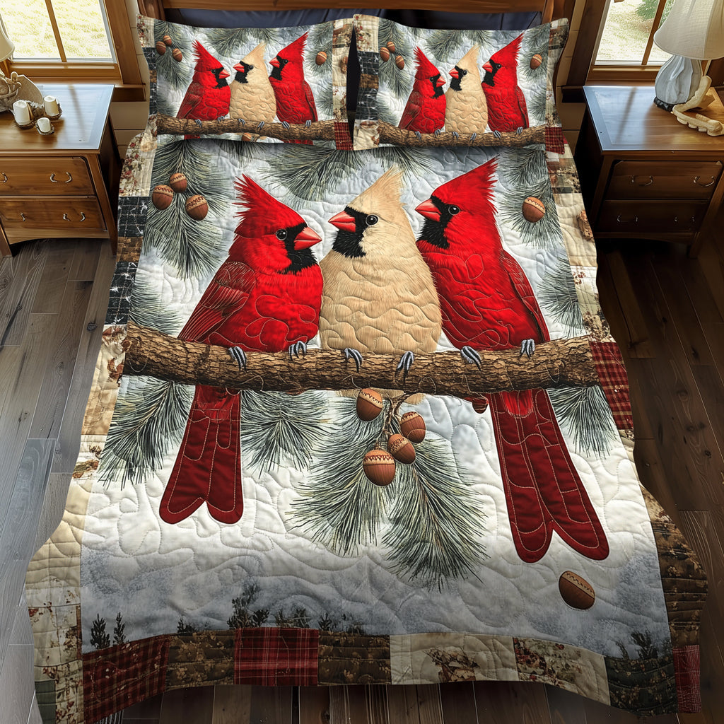 Set di Biancheria da Letto Trapuntata 3 Pezzi Cardinali del Bosco