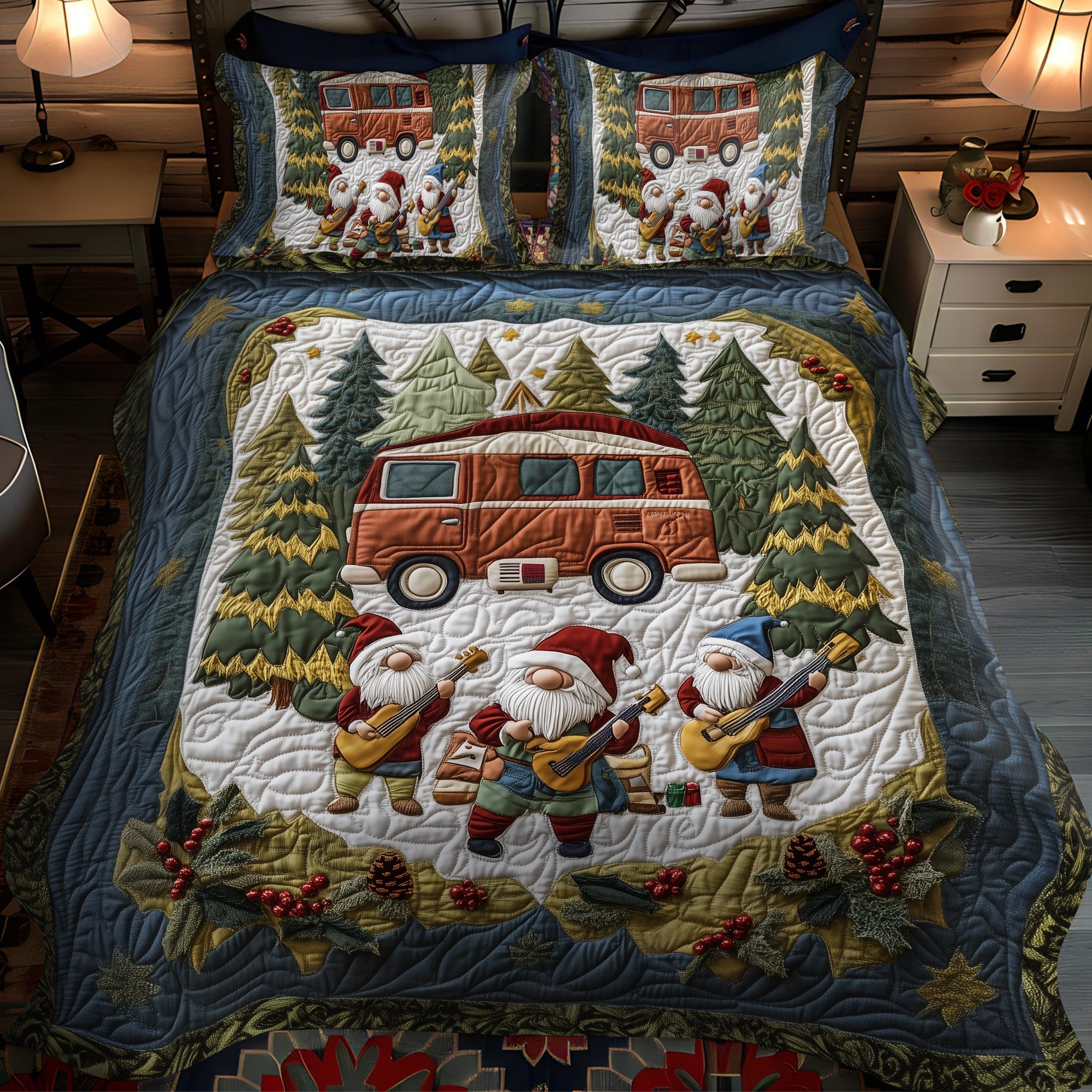 Set di Biancheria da Letto Trapuntata 3 Pezzi Armonia del Bosco