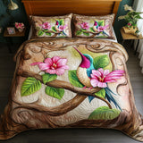 Set di Biancheria da Letto Trapuntata 3 Pezzi Colibrì