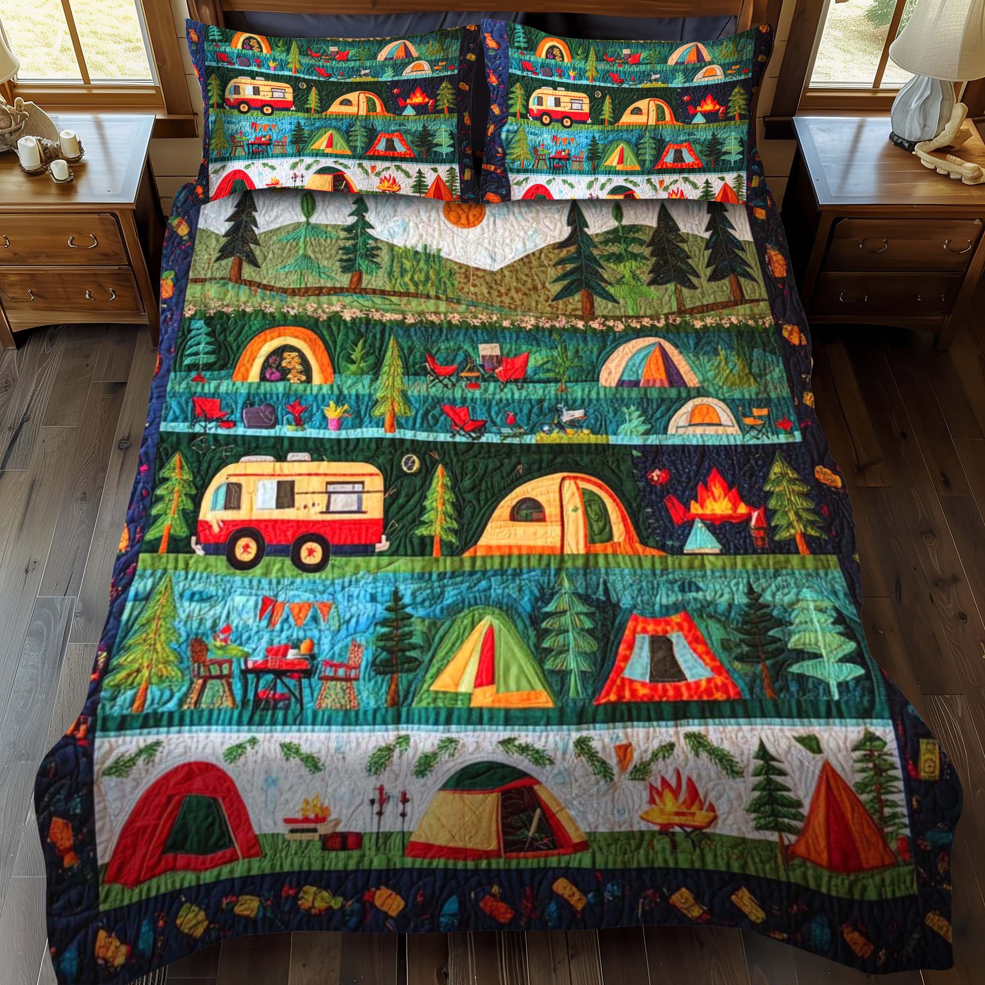 Set di Biancheria da Letto Trapuntata 3 Pezzi Rifugio del Bosco