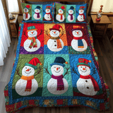 Set di Biancheria da Letto Trapuntata 3 Pezzi Pupazzo di Neve di Xmas della Notte