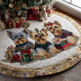 Natale dello Yorkie Copri Base per Albero di Natale Trapuntato