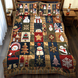 Set di Biancheria da Letto Trapuntata 3 Pezzi Patchwork del Natale