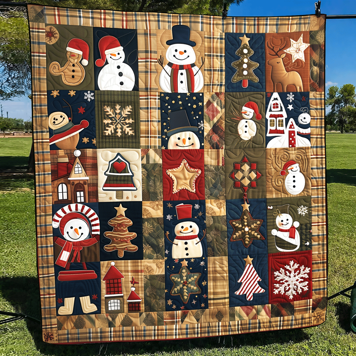 Patchwork Natalizio Coperta Trapuntata