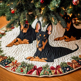 Dobermann Protettore delle Feste Copri Base per Albero di Natale Trapuntato