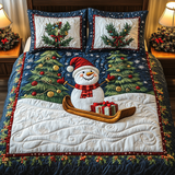 Set di Biancheria da Letto Trapuntata 3 Pezzi Pupazzo di Neve del Natale