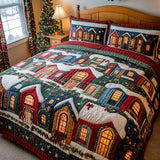 Set di Biancheria da Letto Trapuntata 3 Pezzi Sogni del Natale del Villaggio