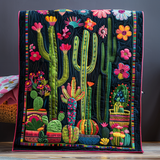 Cactus Vibrante in Fiore Coperta Trapuntata