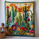 Esplosione di Cactus in Fiore del Deserto Coperta Trapuntata