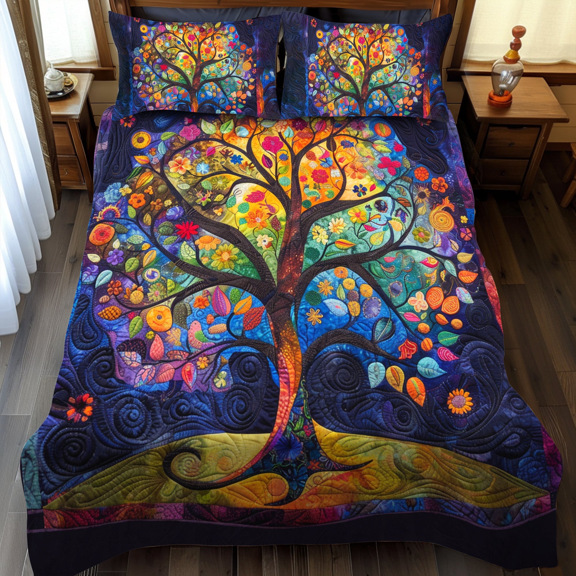Set di Biancheria da Letto Trapuntata 3 Pezzi Albero Celtico di Ornate della Vita