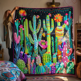 Cactus dal Paesaggio Onirico del Deserto Coperta Trapuntata