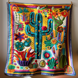 Cactus dal Paesaggio Onirico del Deserto Coperta Trapuntata