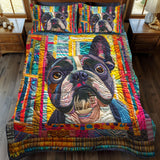 Set di Biancheria da Letto Trapuntata 3 Pezzi Bulldog Francese di Peeking
