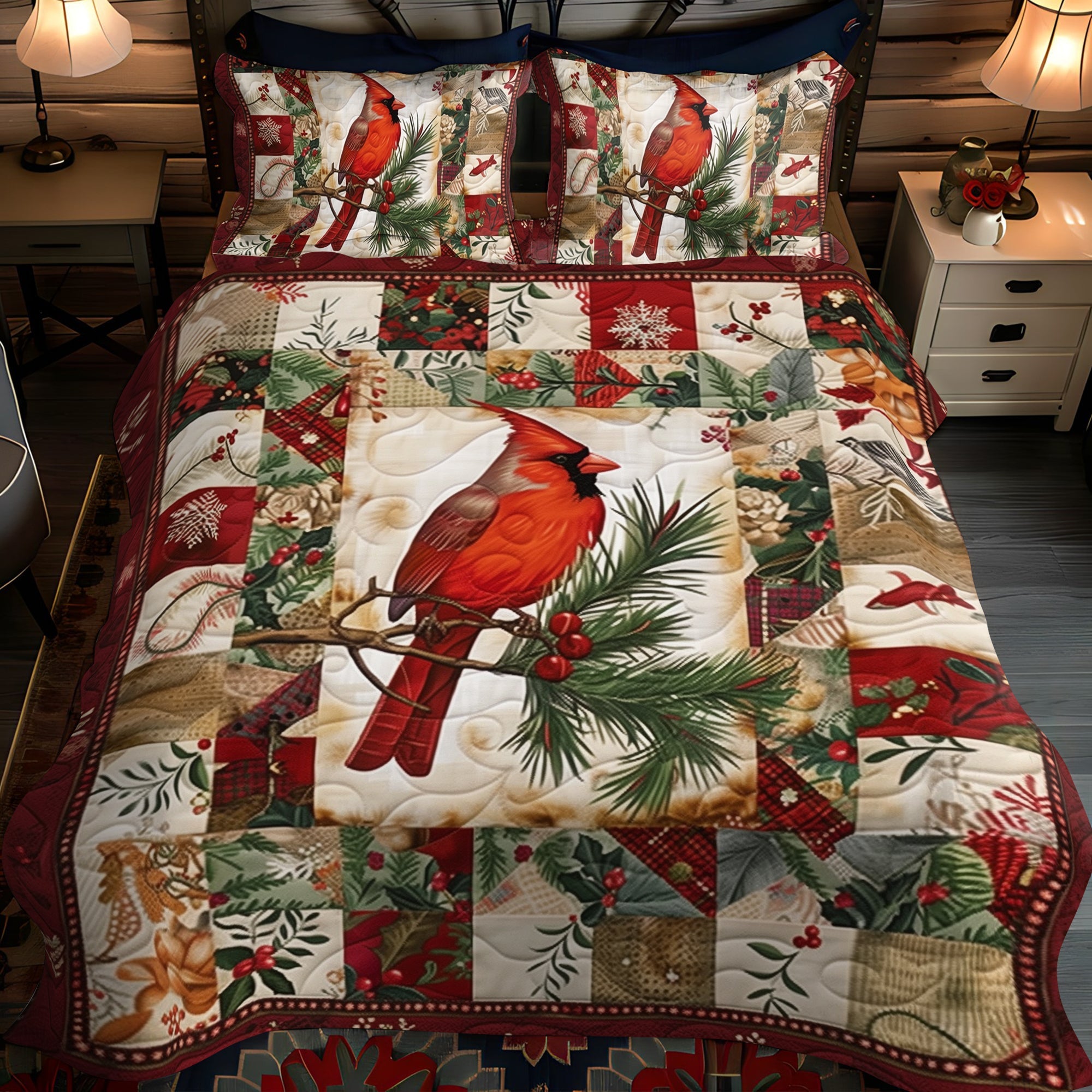 Set di Biancheria da Letto Trapuntata 3 Pezzi Cardinale Vibrante