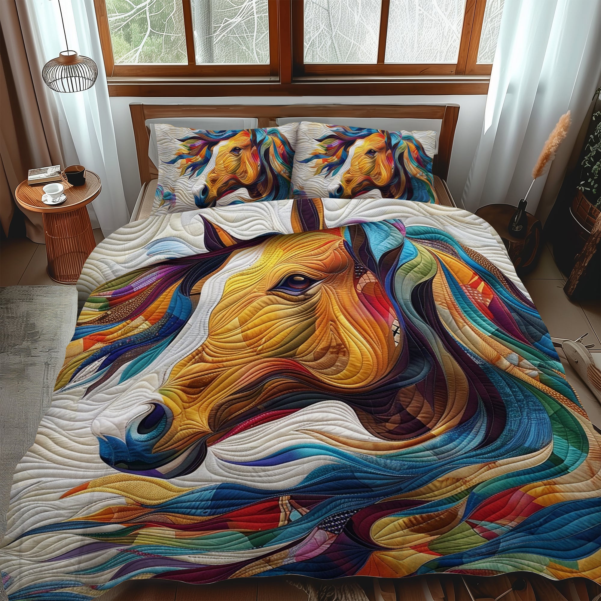 Set di Biancheria da Letto Trapuntata 3 Pezzi Arte di Equine
