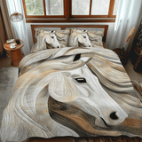 Set di Biancheria da Letto Trapuntata 3 Pezzi Cavallo Artistico Bianco