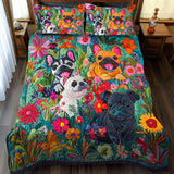 Set di Biancheria da Letto Trapuntata 3 Pezzi Vibrante Frenchie Faces
