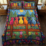 Set di Biancheria da Letto Trapuntata 3 Pezzi Notte Artistica di Cat-Themed