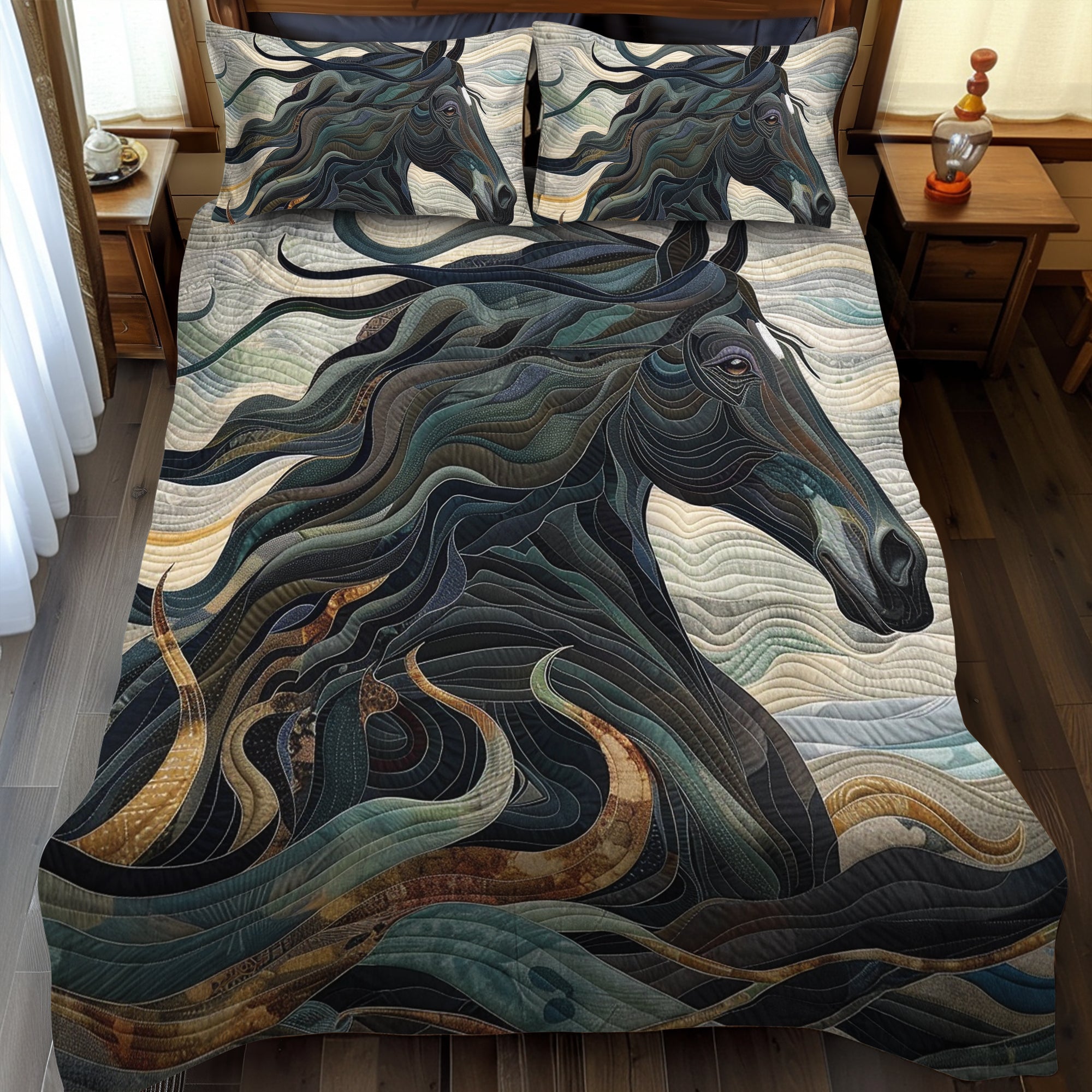 Set di Biancheria da Letto Trapuntata 3 Pezzi Cavallo di Dynamic di Design
