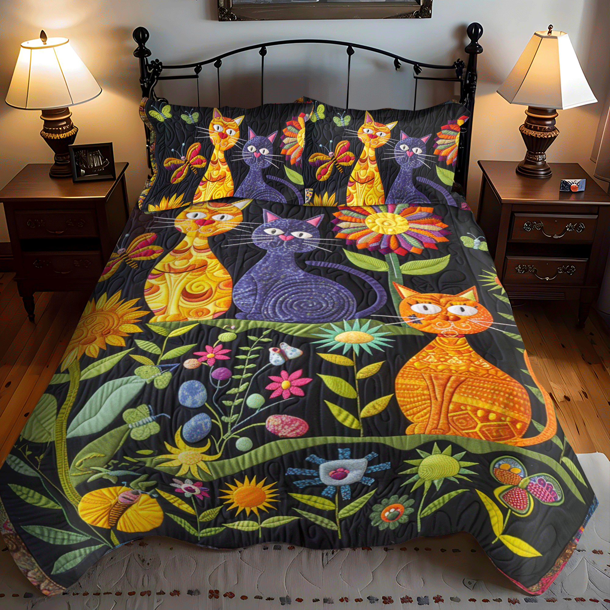 Set di Biancheria da Letto Trapuntata 3 Pezzi Gatto Lover's Sogno